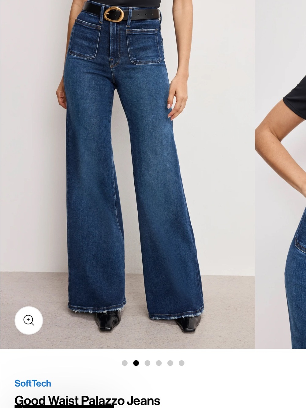 Good American Dark Blue High-Rise Wide Leg Jeans - Picture 9 of 9